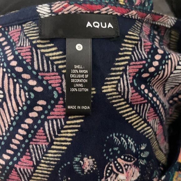 Aqua Embroidered Open Front Tassel Cardigan Size S - Picture 3 of 4